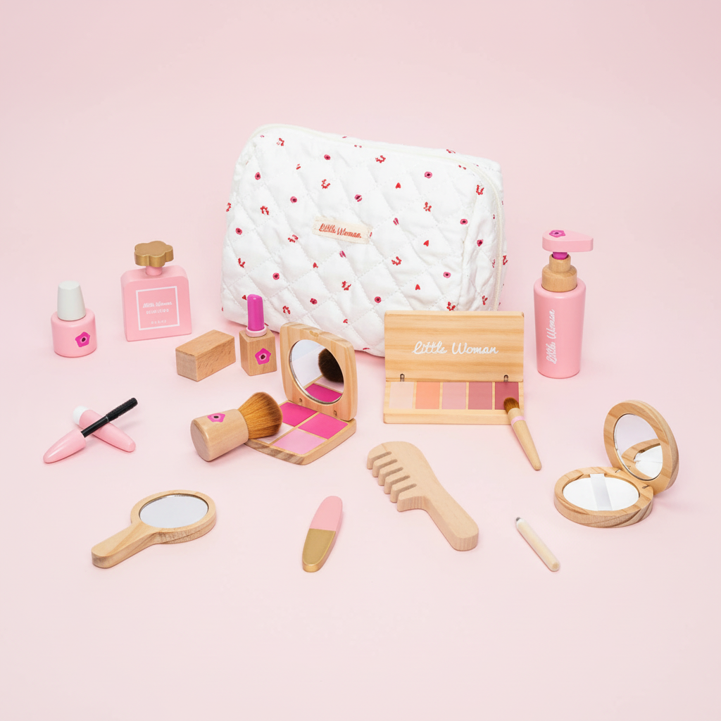 Coffret Maquillage Enfant – Accessoires Beauté en Bois avec Pochette - Terre sublime 