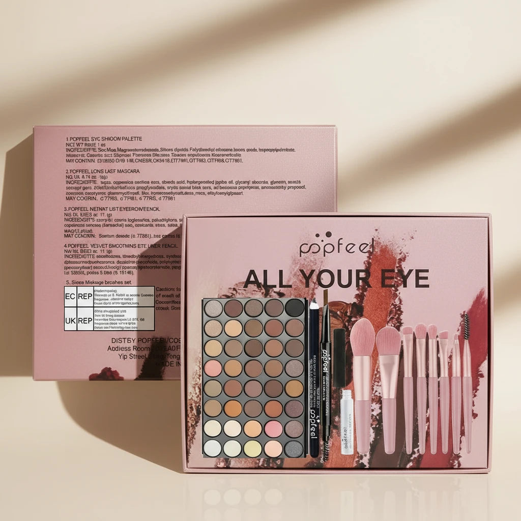 Palette Yeux 40 Couleurs + Crayon Sourcils, Eyeliner, Mascara & Pinceaux – Maquillage Complet - Terre sublime 