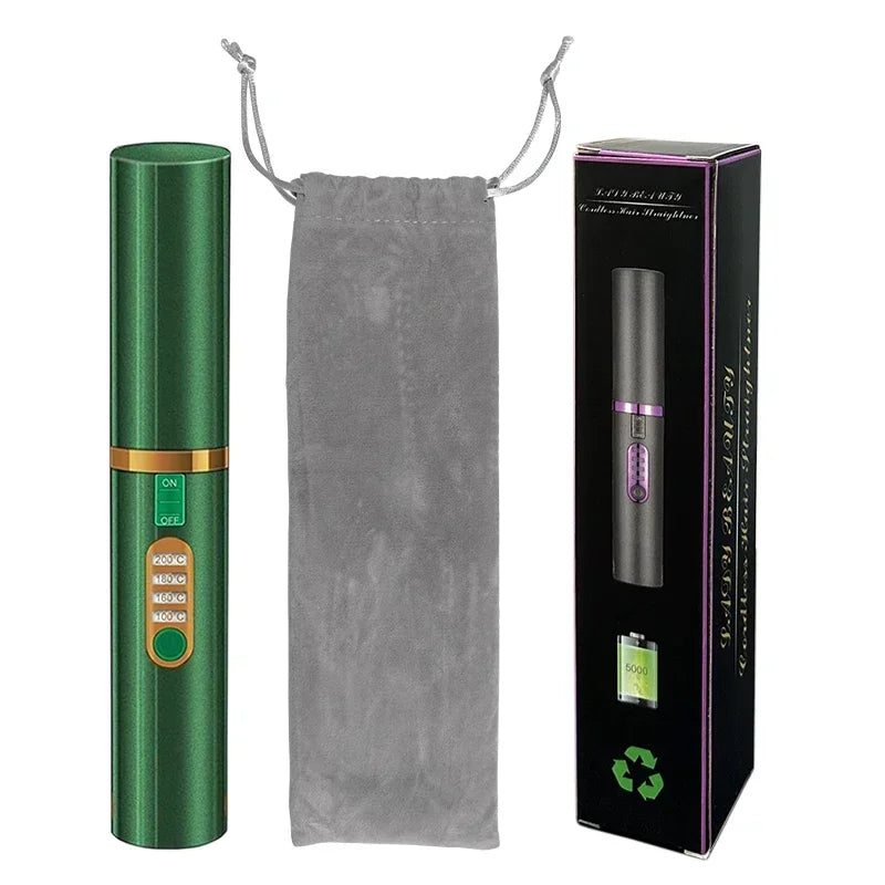 Lisseur & Boucleur Sans-Fil 2-en-1 USB – Brosse Chauffante Design Diamant