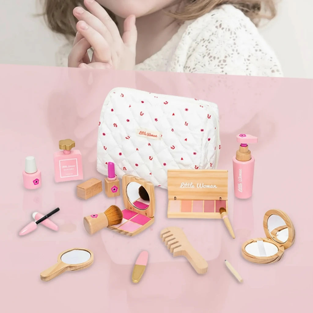 Coffret Maquillage Enfant – Accessoires Beauté en Bois avec Pochette - Terre sublime 