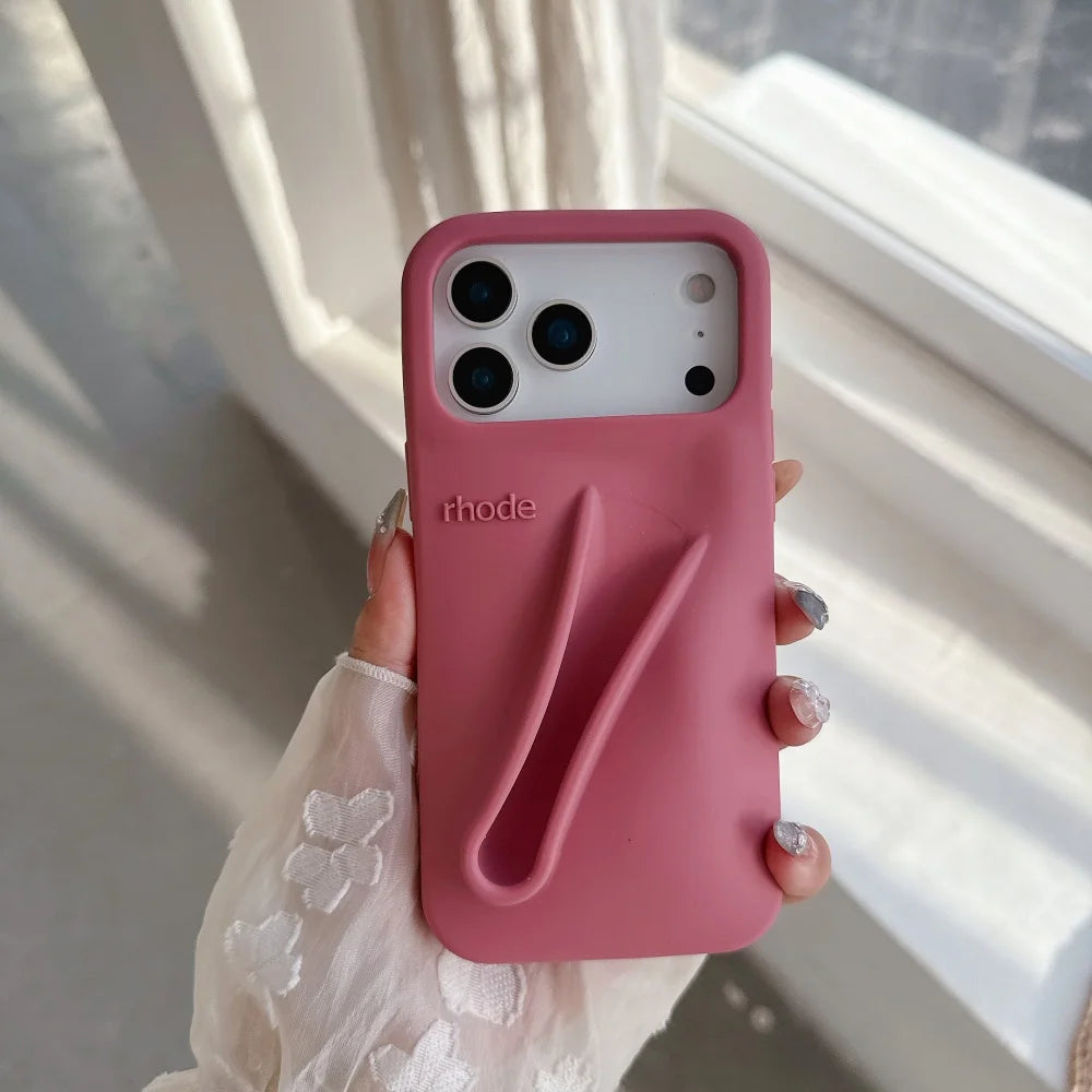 Rhode Lip Holder Case – Coque silicone iPhone 11 à 17, soft bumper avec porte-rouge à lèvres intégré