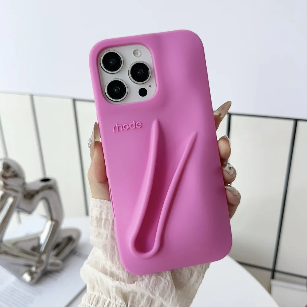 Rhode Lip Holder Case – Coque silicone iPhone 11 à 17, soft bumper avec porte-rouge à lèvres intégré