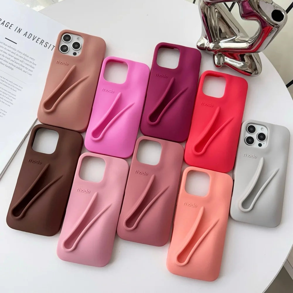 Rhode Lip Holder Case – Coque silicone iPhone 11 à 17, soft bumper avec porte-rouge à lèvres intégré